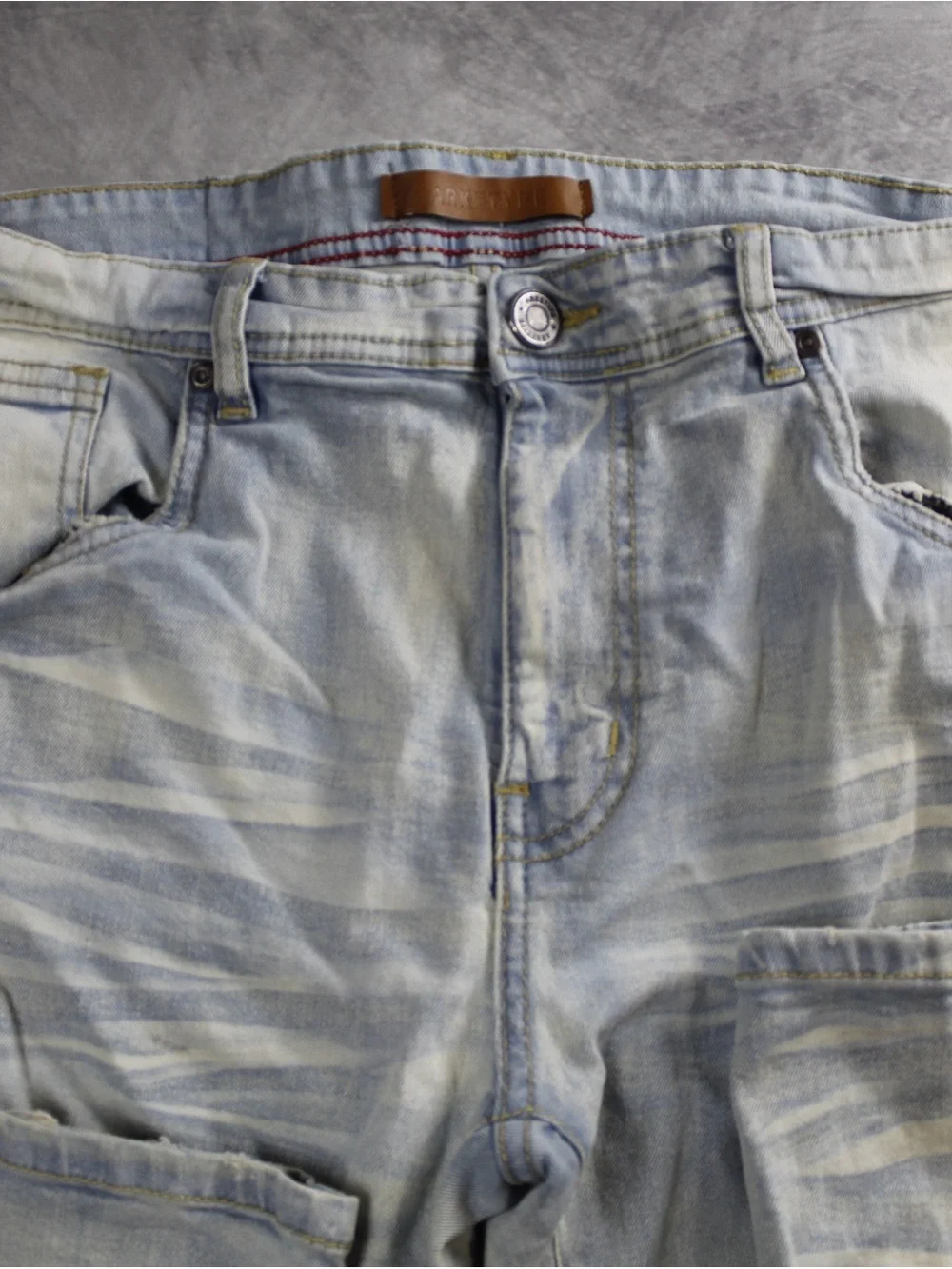 Arketype Mens Distressed Jeans 36x32 Light Wash Ripped Faded Denim Blue Pants